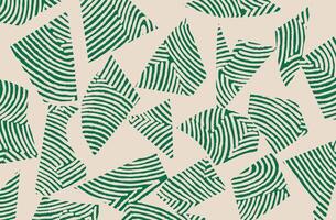 Hand drawn ink brush line, wood block abstract collage designs and shapes pattern, Japanese style crafted simple background for textile and carpet vector