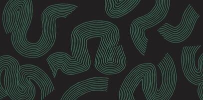 Hand drawn ink brush line, wood block abstract designs and shapes pattern, Japanese style crafted simple background in black and green for textile and carpet vector