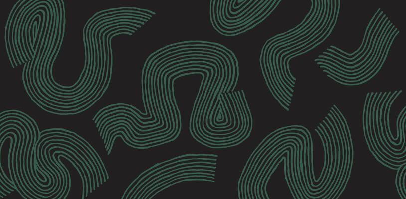 Hand drawn ink brush line, wood block abstract designs and shapes pattern, Japanese style crafted simple background in black and green for textile and carpet