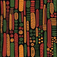 Abstract geometric seamless pattern background with simple geometric hand drawn shapes and lines. Africa inspired wallpaper, backdrop, print for Kwanzaa, Juneteenth, Black History Month vector