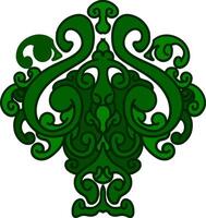 Rustic Spade-Shaped Ornament with Swirling Nature Motif vector