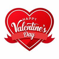 Happy Valentines Day Text with Red Color Heart Design vector
