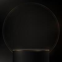 Black background 3d with podium space for selling products, backdrop, wallpaper, background, text. Display of cosmetic products. Stage or podium. Product display background. vector