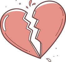 broken heart into two pieces vector
