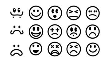 Set of Smiley and Emoticon Faces Expressing Various Emotions vector