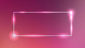 Neon rectangular frame with shining effects on dark red background. Empty glowing techno backdrop. illustration vector