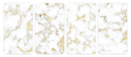 Gold marble texture background. Set of four abstract backdrops of marble granite stone. illustration vector