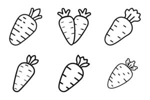 Flat Carrot Icon Set in Outline Illustration vector
