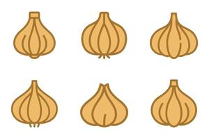 Garlic Icon Bundle in Isolated Silhouette Design vector
