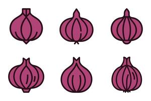 Simple Garlic Silhouette Icon Set in Flat Style vector