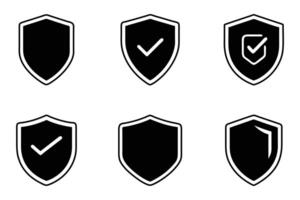 Shield Icon Pack with Outline and Silhouette Style vector