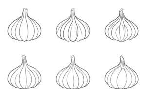 Onion Icon Bundle in Isolated Silhouette Design vector