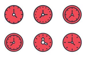 Flat Clock Silhouettes and Outline for Design vector