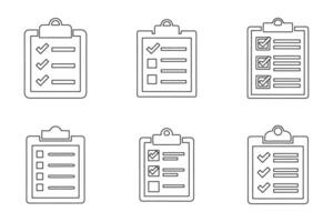 Outline Silhouette Icons of Tasks with Clipboard Design vector