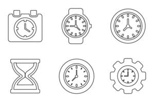 Isolated Time Clock Silhouettes in Flat Design vector
