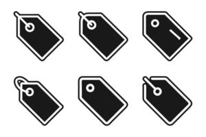 Minimal Tag Icon Set in Silhouette Style vector