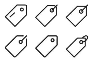 Tag Icon Set in Outline Silhouette Style vector