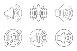 Sound Icon Set in Outline Silhouette Style vector