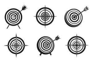 Target Icon Set in Outline Silhouette Style vector