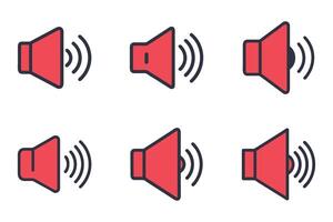 Flat Sound Icon Set with Outline Silhouettes vector