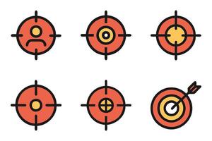 Minimal Target Icon Set in Silhouette Style vector