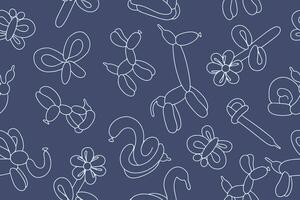 Seamless pattern of balloons. Colorful drawing of inflatable toys made of twisted balloons. Design element for packaging, greeting card, invitation card, print, flyer, banner. vector