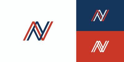Modern and unique NN logo design with blue and red accents vector