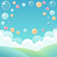 Cute Illustration Design With Some Air Bubbles In The Sky And Clouds vector