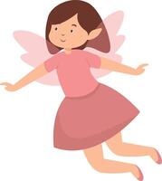 Pink Little Fairy Character in Flat Design vector
