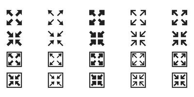 Full screen and exit full screen icon set vector