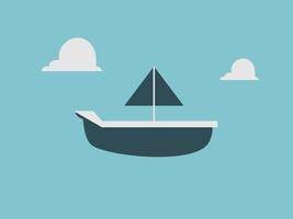 The image presents a minimalist flat design illustration of a sailboat vector