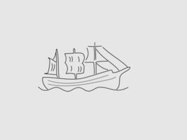 The image depicts a simplified line art illustration of a sailing ship vector