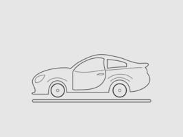 The image features a simplified line art illustration of a coupe car vector