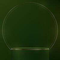 Dark green background 3d with podium space for selling products, backdrop, wallpaper, background, text. Display of cosmetic products. Stage or podium. Product display background. vector