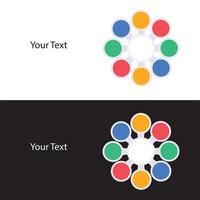 Editable Infographic Template with Circular Design Light and Dark Backgrounds vector