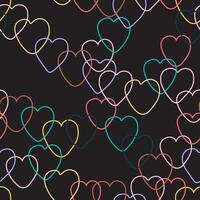 seamless pattern with outline hearts vector
