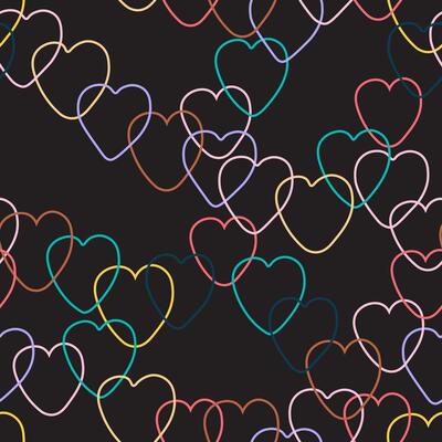 seamless pattern with outline hearts