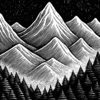 Minimalist Mountain Landscape Outline vector