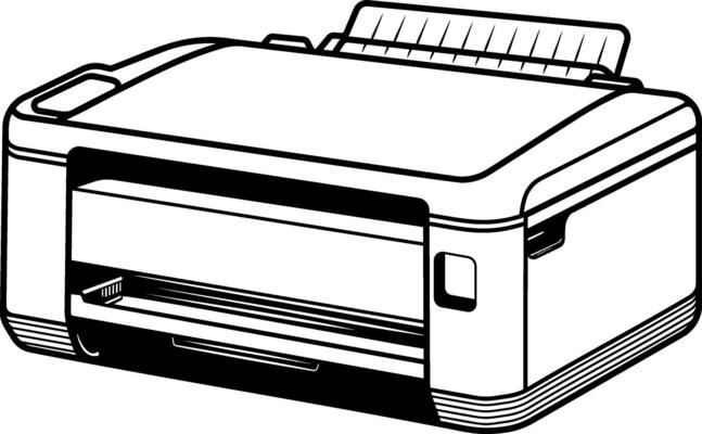 illustration of black and white printer without background