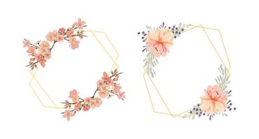 watercolor flower rustic frame on white background vector