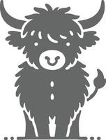 Minimalistic Highland cow silhouette with a creative touch, perfect for branding, modern decor, and artistic use vector