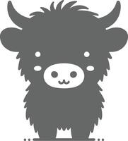 Charming and creative Highland cow silhouette with detailed features ideal for farm-themed decor and artistic designs vector