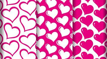 Cute heart pattern set. Valentine's day pattern, romantic pink background. Clothes print vector