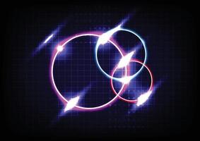 Futuristic tech circle glowing and neon lighting on dark blue table abstract technology background. Electric power concept. vector