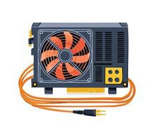 mining rig with graphics card and cables vector