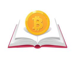 Open book with bitcoin symbol vector