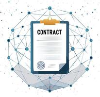 paper with written contract connected to the network vector