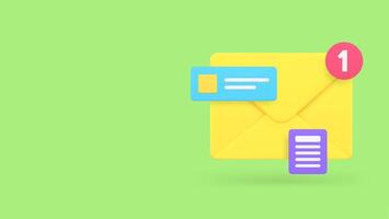 Incoming message inbox mailbox letter document notification banner copy space vector