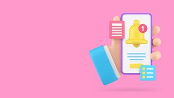 Smartphone reminder application notification banner copy space illustration vector