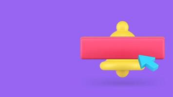 Push button notification interface reminder with empty bar mockup ring bell banner copy space vector